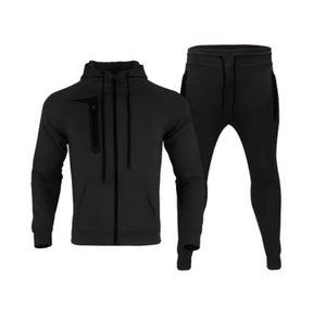 Conjunto Deportivo Privado para Dropshipping, Logotipo Personalizado, Poliéster, Sudadera con Capucha y Cremallera de Manga Larga, Pantalones, Conjunto de 2 Piezas, Chándal para Hombre - Product Image 3