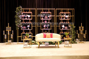 Bracelet de luxe cérémonie scène panneaux de toile de fond en métal DST exportations meilleurs prix derniers cadres en métal de Style feuille d'or décor australie - Product Image 3