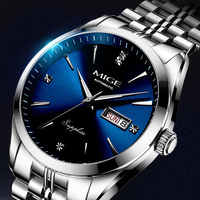 Reloj de Hombre Automático de Lujo Personalizado, Esfera Azul, Formal, de Negocios, con Fecha Automática, Mecánico, con Caja Redonda de Acero Inoxidable