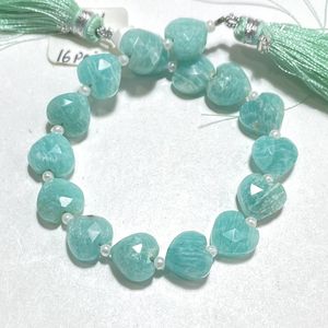 Perles Briolette en forme de coeur d'amazonite verte 10MM Perceuse naturelle Perles de pierre en gros - Product Image 2