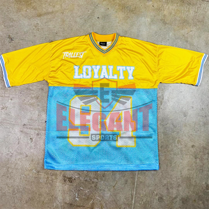 Camiseta de fútbol americano Tela de malla para adultos Cuello en V Manga corta Diseño suelto Ropa de fútbol americano de gran tamaño - Product Image 2