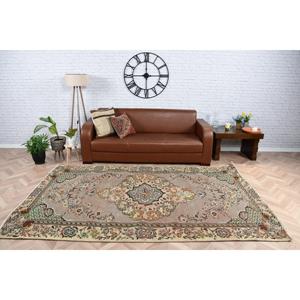 5.5x8.9 ft Vintage Rug, Turkish Rug, <b>Brown</b> Solid <b>Wool</b> Rug - Product Image 1