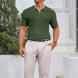 T-shirts polo en tissu tricoté respirant T-shirts polo pour hommes de conception de motif solide unique à prix raisonnable - Product Image 5