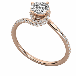 Bague solitaire à tige croisée en diamant rond - Product Image 4