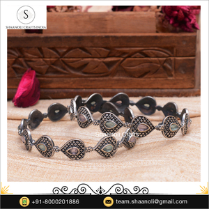 กำไลเงินโบราณออกซิไดซ์แฟชั่นชุดเครื่องประดับทองเหลืองสไตล์คลาสสิกสำหรับงานแต่งงาน - Product Image 4