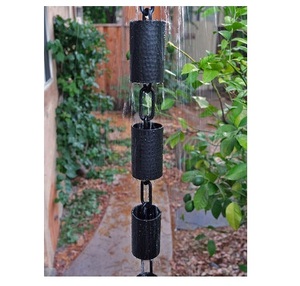 Chaîne de pluie de tasse de cylindre conception brevetée forte longueur réglable disponible en acier inoxydable de cuivre ou décor extérieur en aluminium - Product Image 1