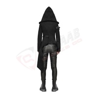 Manteau en coton gothique pour femmes, manteaux longs à capuche de style vintage, mode longue, noir, respirant, capuche gothique