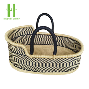 Logo personnalisable jonc de mer naturel tissé Portable bébé voiture panier tissu Moïse armoire pour salle de bain stockage vêtements utilisation - Product Image 6