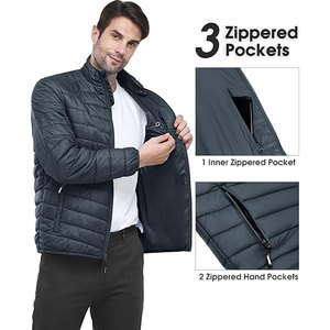 Unisex Customizable Packable Denim Breathable Hooded <b>Vintage</b> Puffer Jacket 100% Cotton Hot Selling Winter Insulated Coat Elastic - Product Image 3