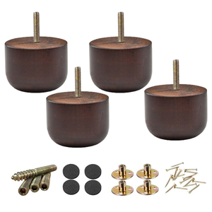 Pied de meuble de chambre à coucher en bois massif, court et rond, robuste, finition naturelle, fabricant OEM sur mesure - Product Image 5