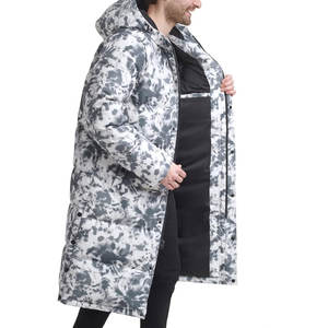 Veste d'hiver rembourrée standard en gros pour hommes, longue, thermique, chaude, en toile, avec logo sur le devant, enduite, coupe-vent - Product Image 2