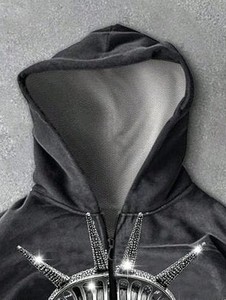 Sweat-shirts à capuche style Bling avec strass pour hommes – Vente en gros, couleur personnalisée, confortables et respirants, avec fermeture éclair, pour la mode urbaine - Product Image 2