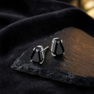 Jeulia Gothic Black Coffin Cross <b>Stud</b> Earrings Sterling <b>Silver</b> - Product Image 4