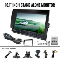Moniteur rotatif à 180 degrés, large plage de tension 12-36V | Système d'écran partagé quadruple AHD 1080P de 10,1 pouces | Kit de caméra de recul pour camion et bus