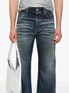 Jeans en denim personnalisés pour hommes 100% pantalons en coton avec tissu assouplissant de poids moyen de style droit pour la rue et les vêtements de travail - Product Image 3