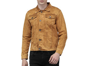 Chaqueta de Mezclilla para Hombre con Revestimiento de Lona, Cuello Alto y Logotipo Frontal, Ropa Exterior Informal con Capucha para Uso Diario - Product Image 6