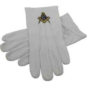 Fabricante Masonic Royal Arch Guantes de masón de algodón blanco bordados a mano - Product Image 2