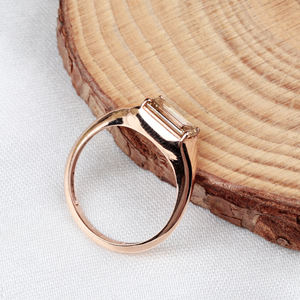 Bijoux de bague en gros de haute qualité 18K or rose massif véritable diamant naturel Solitaire bague en diamant ensemble de bijoux pour femmes - Product Image 2