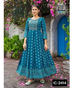 Conjunto de Kurti Largo con Pantalón y Dupatta para Mujer, Salwar Kameez de Diseñador Indio, Listo para Usar, Ropa Étnica Festiva, Kurtis de Rayón - Product Image 2