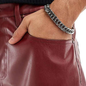 Pantalones cortos informales Vintage con cordón de cintura media transpirables de algodón negro genuino hechos a mano para hombre - Product Image 3