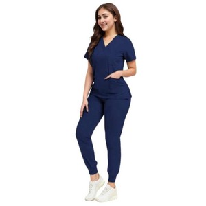 ชุดสครับผ้ายีนส์สำหรับมืออาชีพด้านการดูแลสุขภาพปรับแต่งสีโลโก้ - Product Image 3