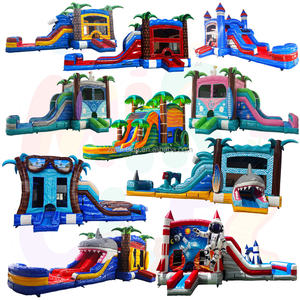 <span class=keywords><strong>Château</strong></span> <span class=keywords><strong>Gonflable</strong></span> Commercial Wet Dry avec Toboggan et Piscine Rouge Bleu Combo pour Fêtes - Product Image 5