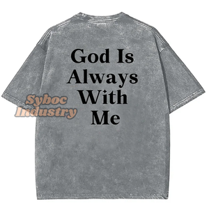 Superventas Jesús camiseta 220 GSM algodón orgánico piedra lavado gota hombro Jesús Camiseta con estampado de calavera - Product Image 4