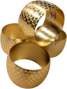 Bordes lisos Accesorios de comedor de lujo Servilletero de latón antiguo Anillo de metal hecho a mano para el hogar y el hotel - Product Image 2