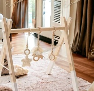 Wholesale Customized Wooden Triangular Fitness Frame Baby Activity Play Gym Wood Baby Toy with Hanging Toy - Product Image 6