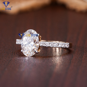 2,61 TDW Anillo de oro rosa con diamantes de corte ovalado y redondo de Lab-Stone/Anillo con un toque de glamour/color de la EF-VS - Product Image 2