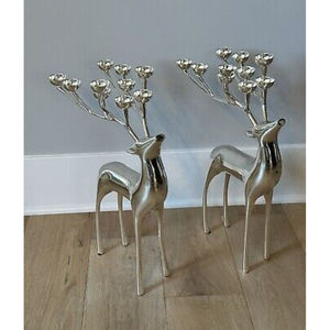 Candelabro de Reno de Navidad, cabeza de Reno plateada de primera calidad, decoración del hogar, candelabros decorativos con estilo a la venta - Product Image 6