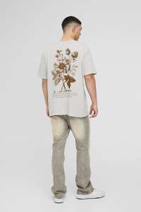 Venta caliente transpirable hombres piedra de gran tamaño oficial estampado Floral lavado camiseta Streetwear hombres camiseta hecha en fábrica hombres camisetas - Product Image 3