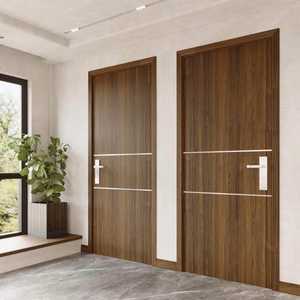 Porte intérieure moderne à battant en bois massif, design à plaque plane, résistante à l'humidité, finition élégante pour villa, appartement, salon - Product Image 3