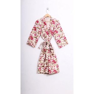 Designer Cotton Handmade Kantha Kimono Summer Fashionable Long Kimono Natural Waistline Breathable Quick Dry V-neck Floral - Product Image 5