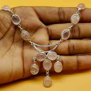 สร้อยควอตซ์รูปกุหลาบ925เงินสร้อยคอโบโฮทรงหลังเบี้ยทำจากงานฝีมือจี้เพชรเม็ดเดี่ยวสำหรับเด็กเครื่องประดับชั้นดี - Product Image 6