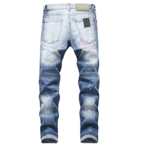 Premium <b>Men</b> Y2K Vintage Pencil Pants Slim Fit <b>Stretch</b> Ripped Jeans Streetwear Casual OEM Bulk Custom Logo Trendy Wear - Product Image 3