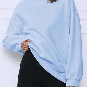 Pull ras du cou en coton brossé doublure polaire poignets côtelés tissu doux confort ajustement moderne mode quotidienne sweat-shirt pour femmes - Product Image 2