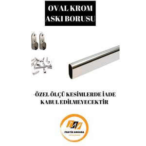 Tubo ovale cromato 75 CM appendiabiti con flangia e vite regalo