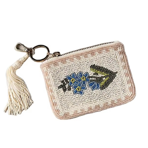 Mini bolso con cremallera elegante hecho a mano con cuentas bordadas y diseño de flores, joyería Premium elegante y hermosa de moda de la India - Product Image 1