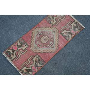 Alfombra Turca Vintage de 13 x 28 pies, Rojo Beige, Tejido Plano, Patchwork, Ecológica, Pelo Mediano, para Comedor, Lana, Material PP, Látex - Product Image 2