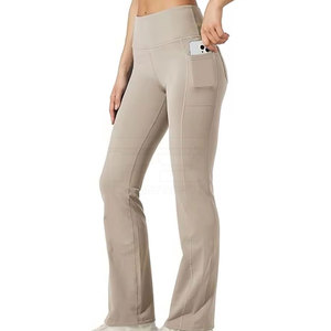 Hot Selling Best Price Women's Flare <b>Legging</b> High Waisted Compression Tight Push <b>Pockets</b> Full Length Solid Color Eco-Friendly - Product Image 5