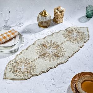 Christmas Decorative and Leaves Design Beaded <b>Runner</b> Placemat <b>Dining</b> <b>Table</b> Fancy Mat Handmade Decorative <b>Runners</b> for Wedding - Product Image 3