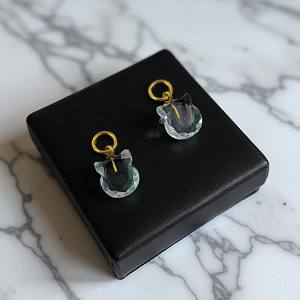 Clear Quartz Gemstone Cat Carved <b>Charms</b> Pendant - 925 <b>Silver</b> Animal Carved Stone - Kids <b>Bracelet</b> <b>Charm</b> Wholesale - Product Image 2