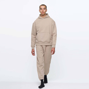 Dark Green Embroidered Mens Heavyweight Fleece Sweatsuit Warm Thick Insulated Pullover <b>Sweatpants</b> <b>Set</b> for Winter Casual Wear - Product Image 3