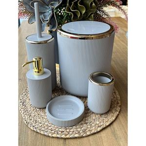 Set bagno in acrilico Lisbone oro Beige 5 pezzi