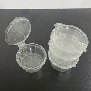 Precio bajo de fábrica desechable PET salsa contenedor plástico salsa tazas 2oz 60ml con tapa con bisagras para pequeño transparente para llevar - Product Image 1