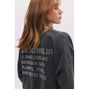 Faded Effect Daily 100% Cotton <b>Slogan</b> <b>Sweatshirt</b> - Product Image 2