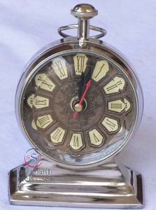 นาฬิกาตั้งโต๊ะแบบตัวเลขโรมันชุบด้วยนิกเกิลทองเหลืองโบราณสำหรับตกแต่งทนทานของขวัญสำหรับโฮมออฟฟิศราคาจำนวนมาก - Product Image 4