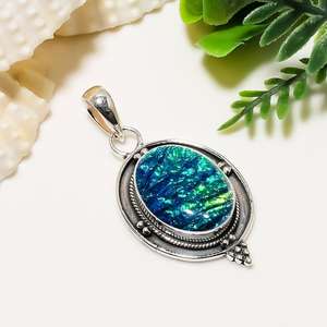 Triplet Fire Opal Pendant 925 Sterling Silver Handmade Gemstone Necklace Luxury Jewelry Gift For Women - Product Image 4