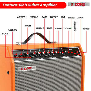 Amplificateur de guitare 5 cœurs 40W, amplificateur portable pour basse électrique et acoustique, amplificateur d'entraînement - Product Image 4